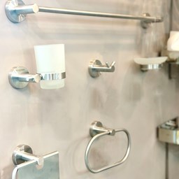 Show products in category Stainless steel circular bathroom accessories set Picture for category Stainless steel circular bathroom accessories set